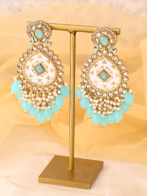 Women gemstone hoop earrings -Turquoise Bani Chandbalis