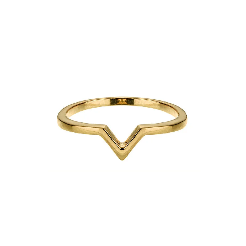 Women ring with colored gemstones -Yellow Gold V Ring