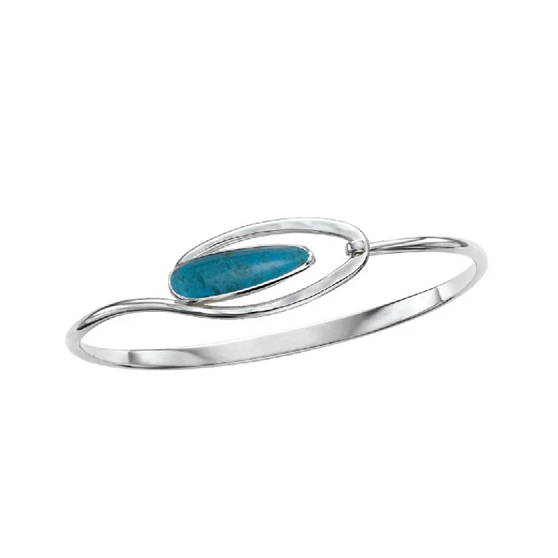 Women stackable bangles and bracelets -Turquoise Silver Bangle Bracelet