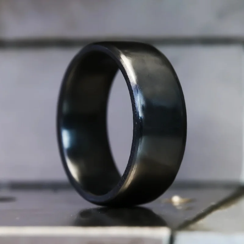 Women engagement rings -8mm Beveled Black Titanium Ring