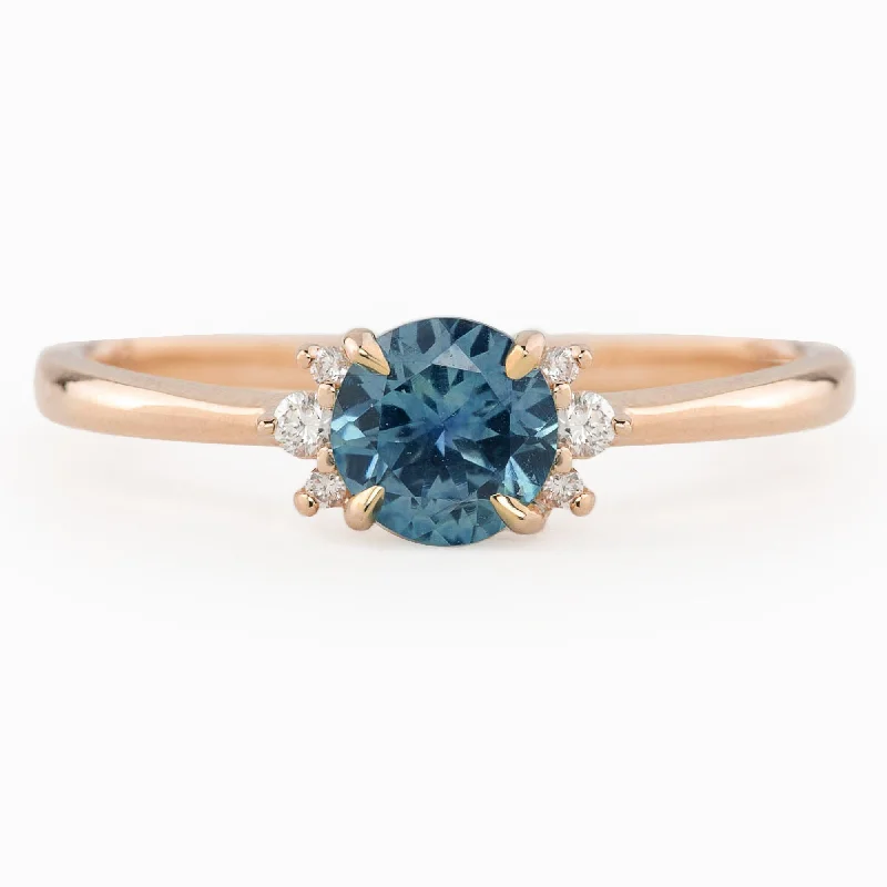 Elegant engagement rings for women -Lena Ring - 0.60ct Teal Blue Montana Sapphire, 14k Rose Gold