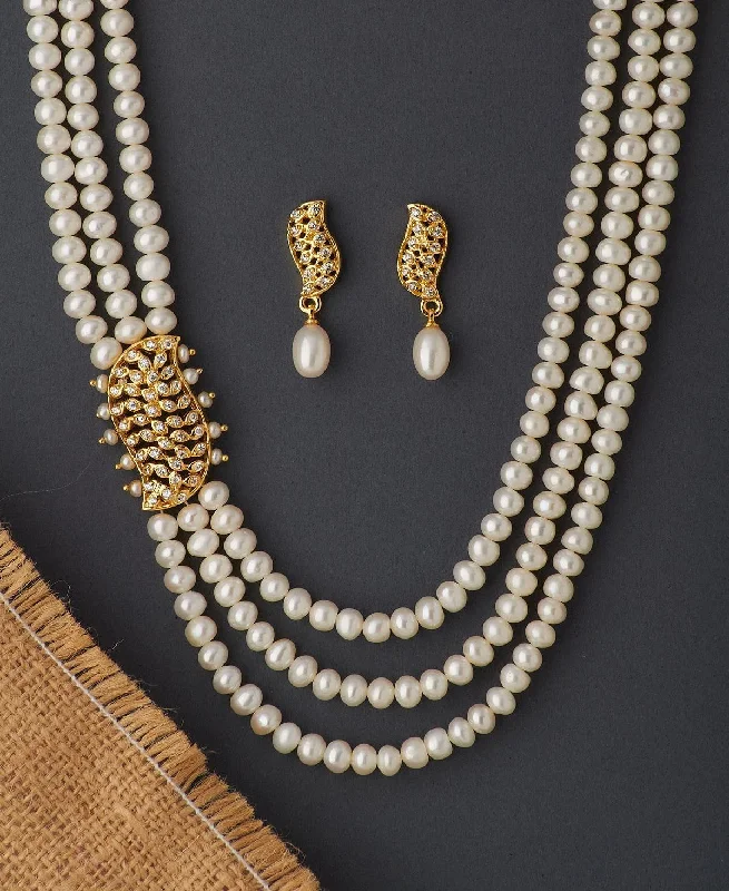 Trendy statement necklaces for women -Trendy Pearl Necklace Set