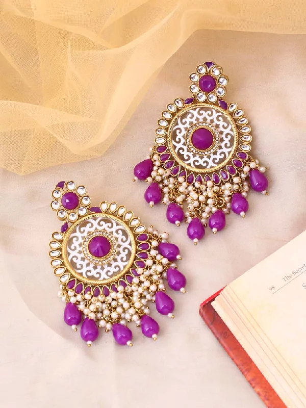 Women elegant earrings -Purple Miraya Chandbalis