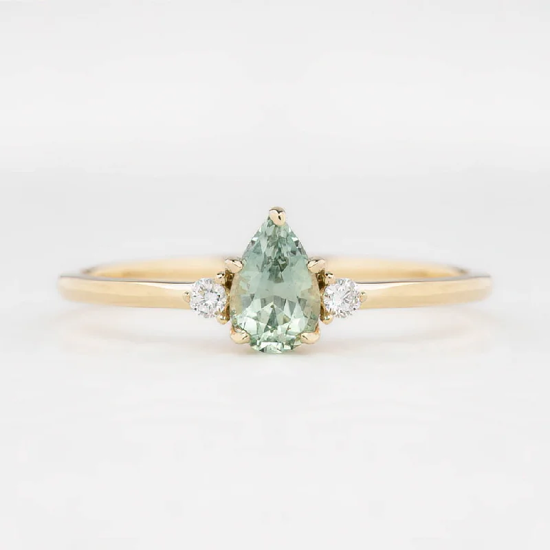 Sleek engagement rings for women -Emilie Ring 6mm 0.45 Light Blue Green Montana Sapphire 14K Yellow Gold