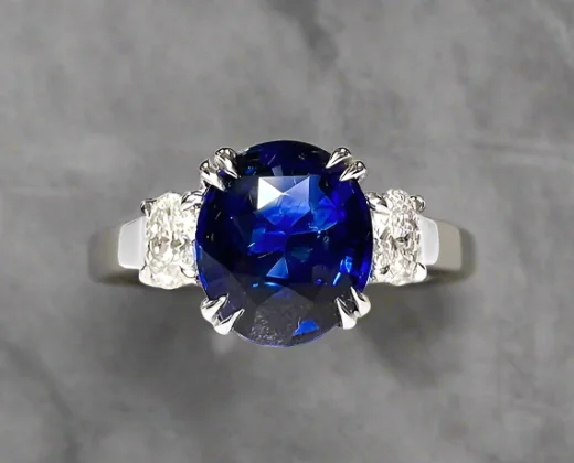 Women oversized rings -Arabella 4.51 Carats Sapphire Oval Cut Gemstone Ring in Platinum By Mike Nekta NYC