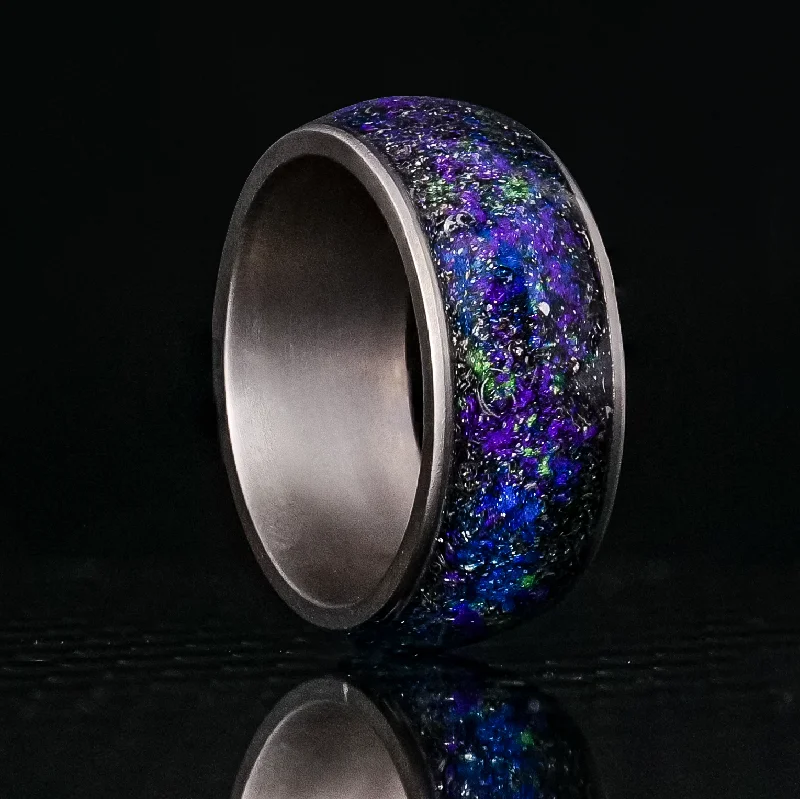 Women twisted rings -Starry Night Halo Glowstone Ring on Titanium