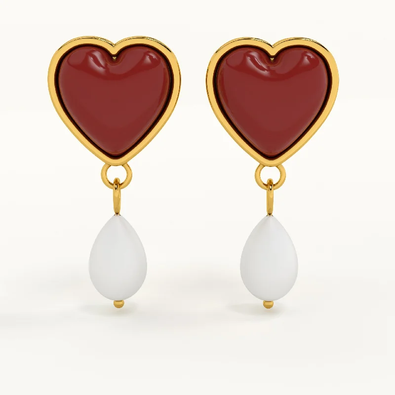 Women hoop earrings -Pearly Love Drops Earrings