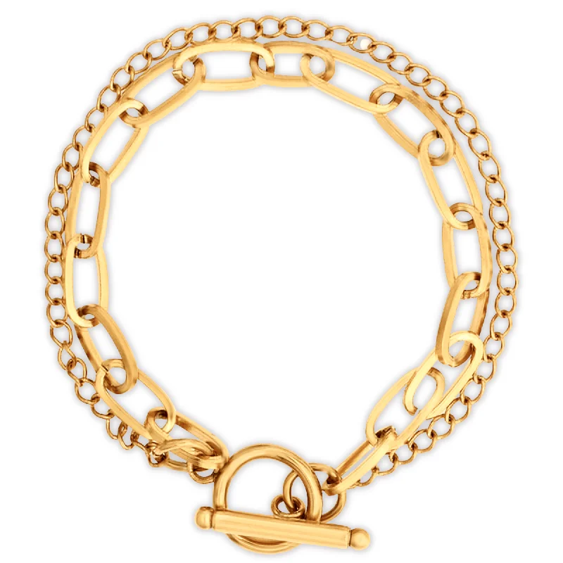 Affordable bangles and bracelets for women -Arden Double Chain Toggle Bracelet