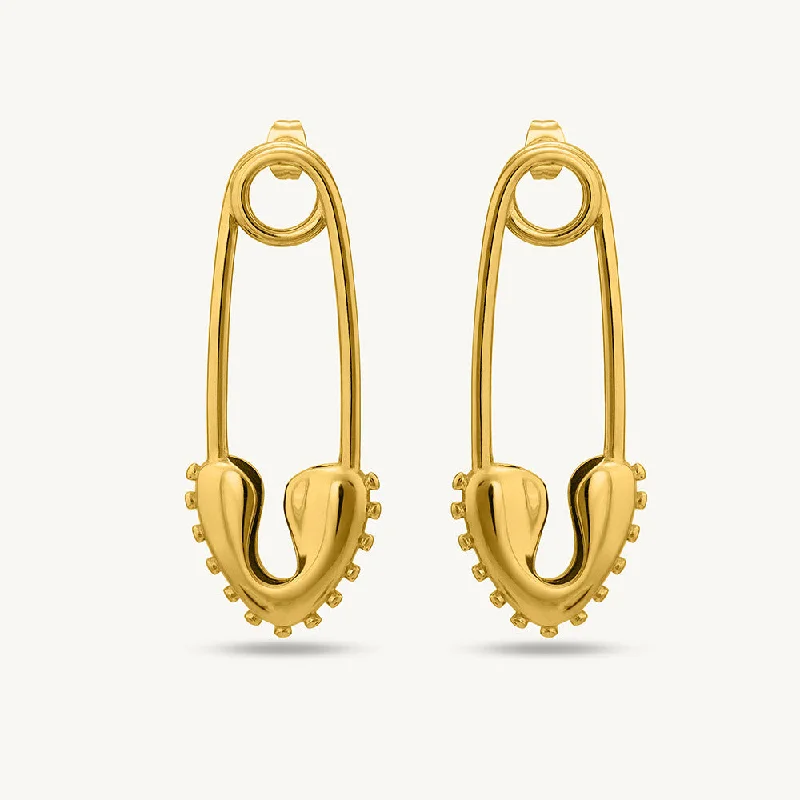 Women custom-made earrings -Minimalist Safety Pin Hoop Earrings