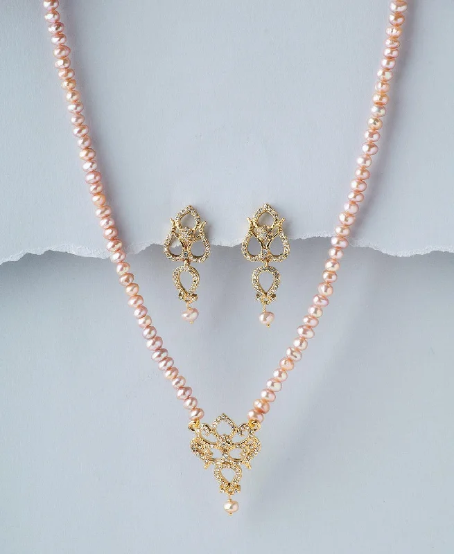 Twisted chain necklaces for women -Trendy Real Pearl Necklace Set