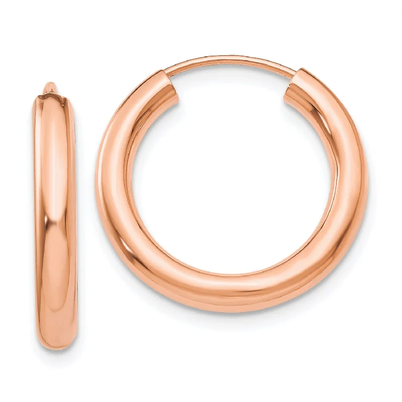 Women heart-shaped earrings -14KT Rose Gold 19X2.85MM Endless Hoop Earrings