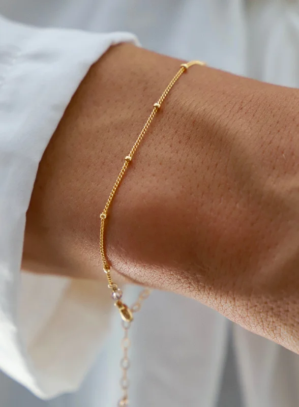 Women gold bangles and bracelets -DELICATE BALL CHAIN BRACELET