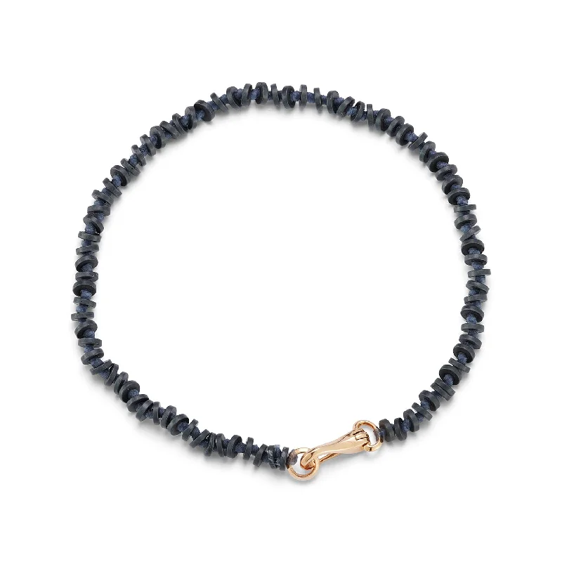 Women modern bangles and bracelets -GARNETT 18K ROSE GOLD AND MATTE HEMATITE BEADED BRACELET