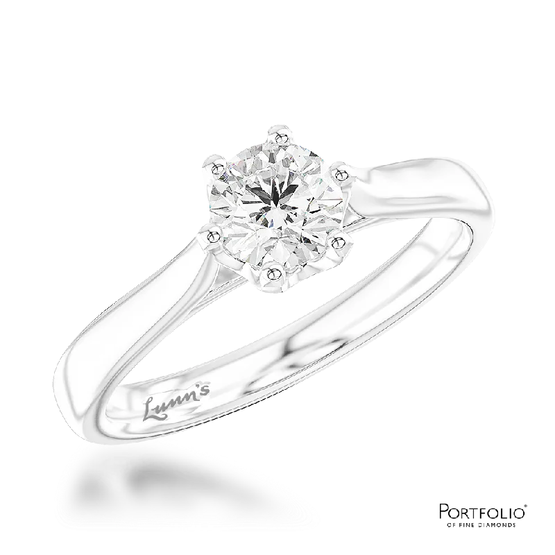 Women silver rings -Solitaire 0.40ct D SI1 Diamond Platinum Ring