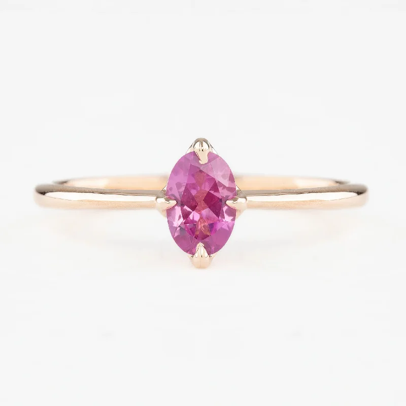 Luxury engagement rings for women -Alice Ring 6mm 0.60ct Pink Madagascar Sapphire, 14k Rose Gold