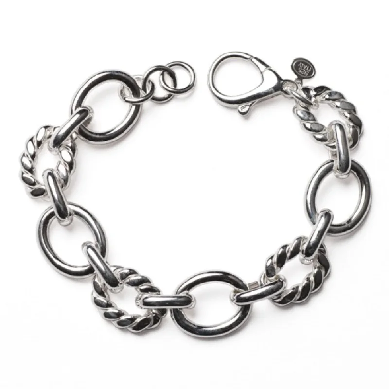 Women adjustable bangle bracelets -Sterling Silver Link Bracelet