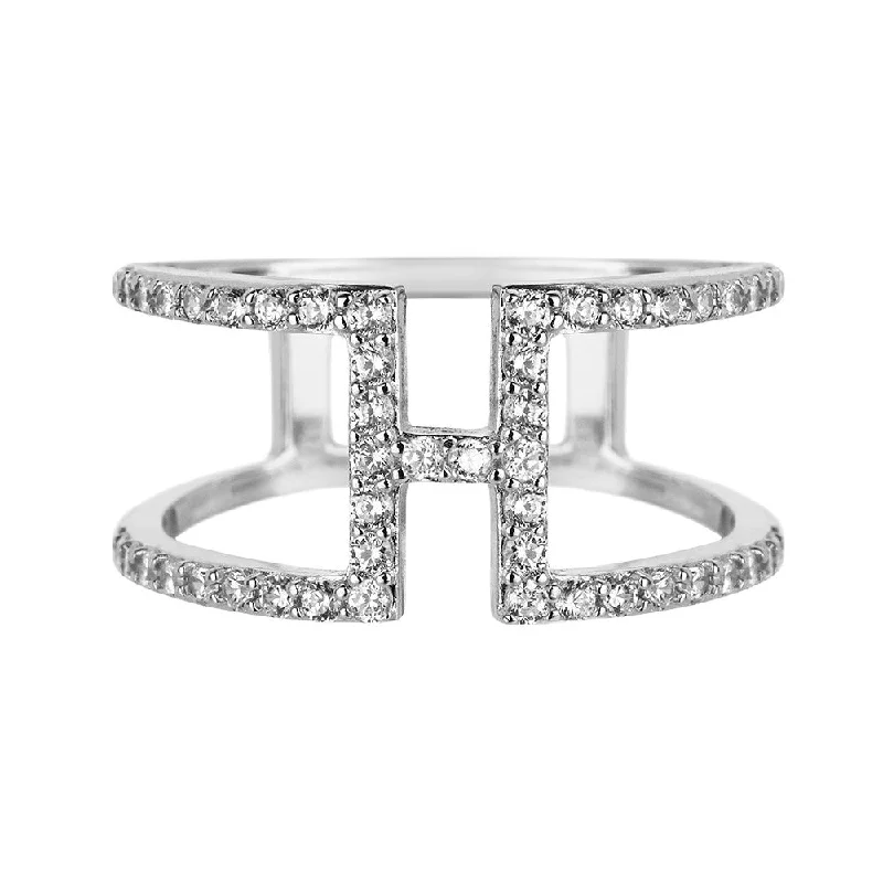 Women solitaire diamond rings -Silver H Ring