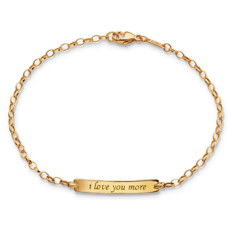 Women personalized bangles and bracelets -18K Yellow Gold "I Love You More" Petite Poesy Bracelet