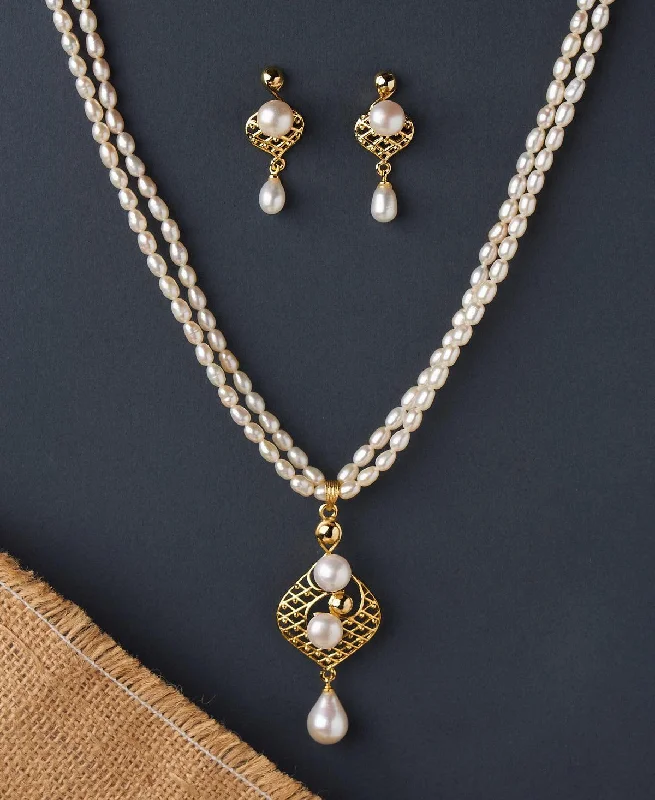 Delicate gold necklaces for women -Trendy Pearl Necklace Set