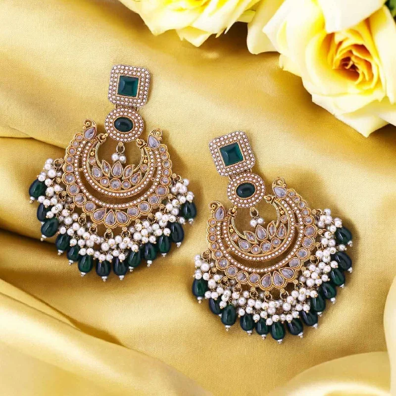 Women pearl hoop earrings -Emerald Aafsha Chandbalis