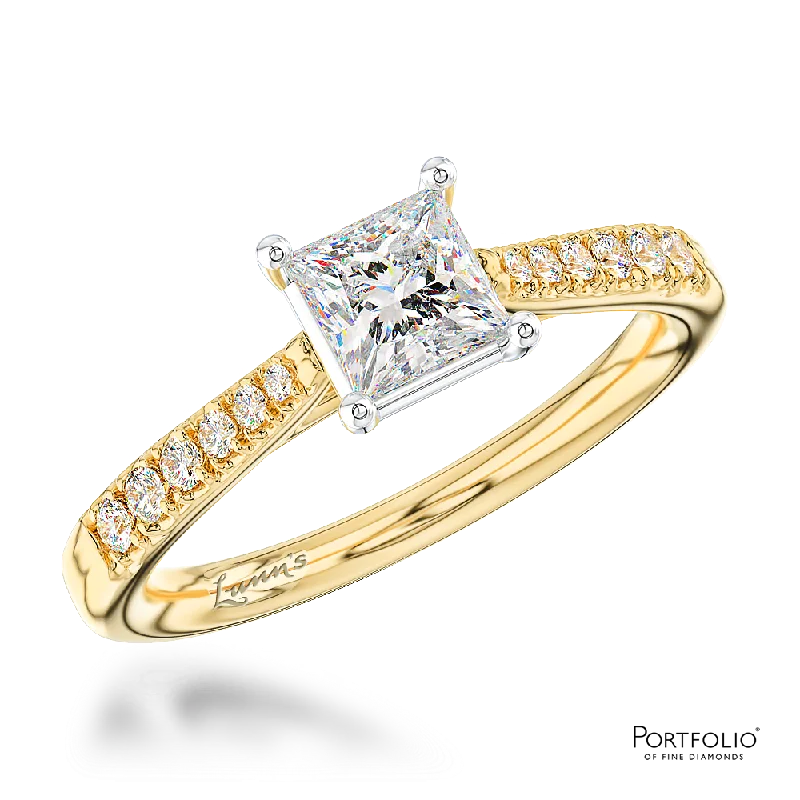 Women birthstone gemstone rings -Solitaire 0.60ct G VS2 Diamond Yellow Gold/Platinum Ring