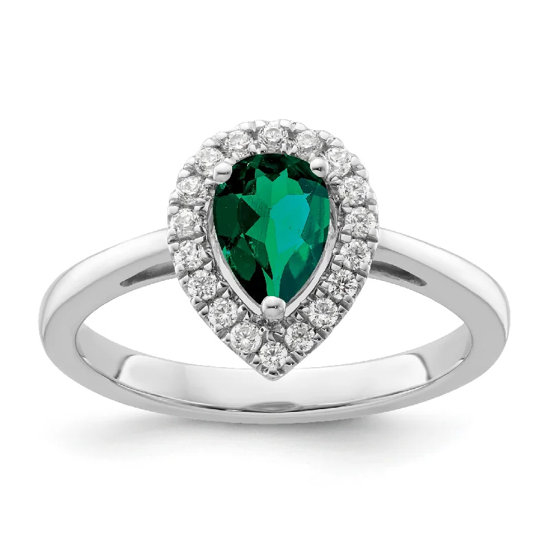 Women classic rings -Emerald Diamond Halo Ring