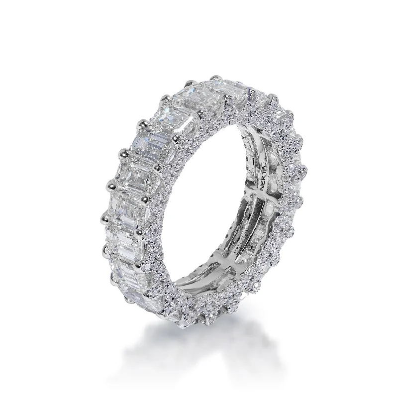 Women engagement rings -Siena 7 Carat Emerald Cut Diamond Eternity Band in 14k White Gold Shared Prong