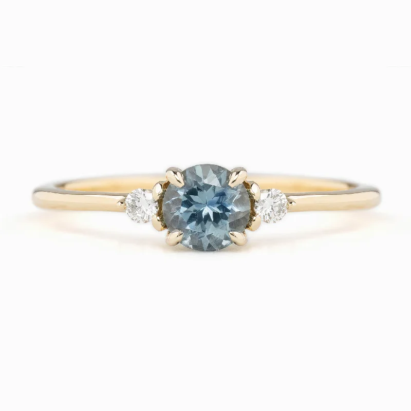 Gemstone-studded engagement rings for women -Emilie Ring 5mm 0.60ct Light blue Montana Sapphire 14K Yellow Gold