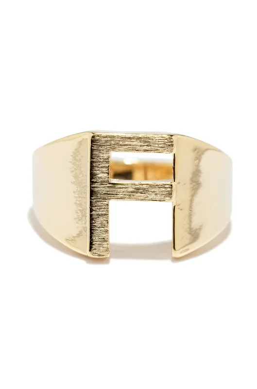 Women silver rings -F Initial Ring Initial Chunky Ring - Gold