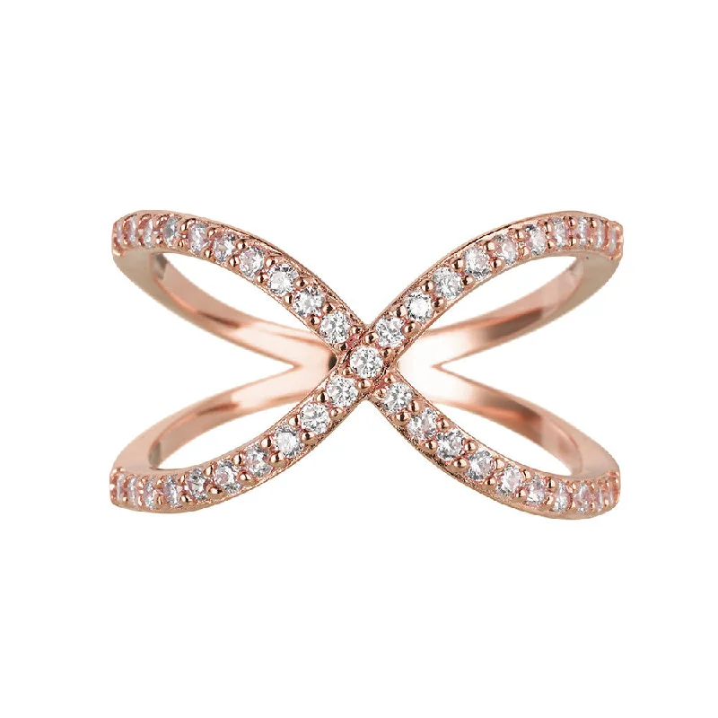 Women sapphire rings -Rose Gold Crossover Ring