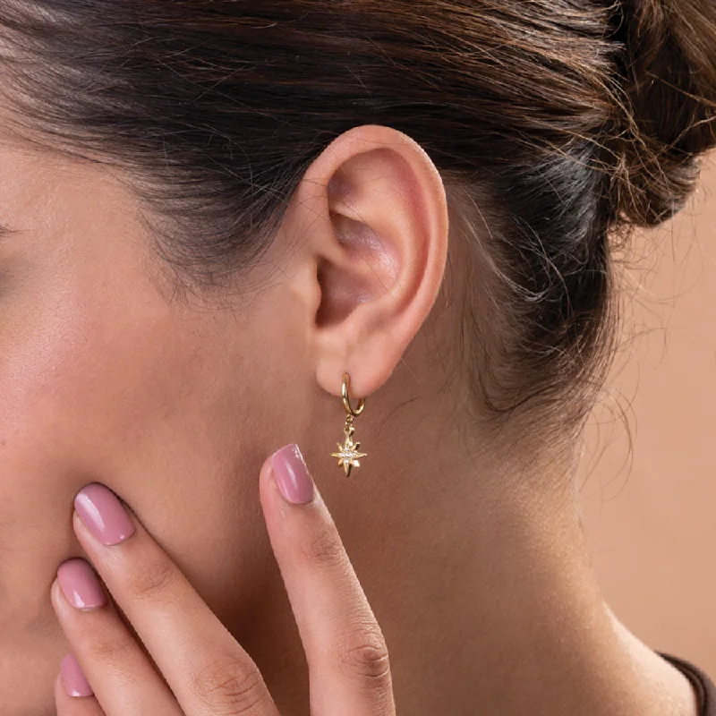 Women multi-color earrings -Studded Star Moon Hoop Earrings