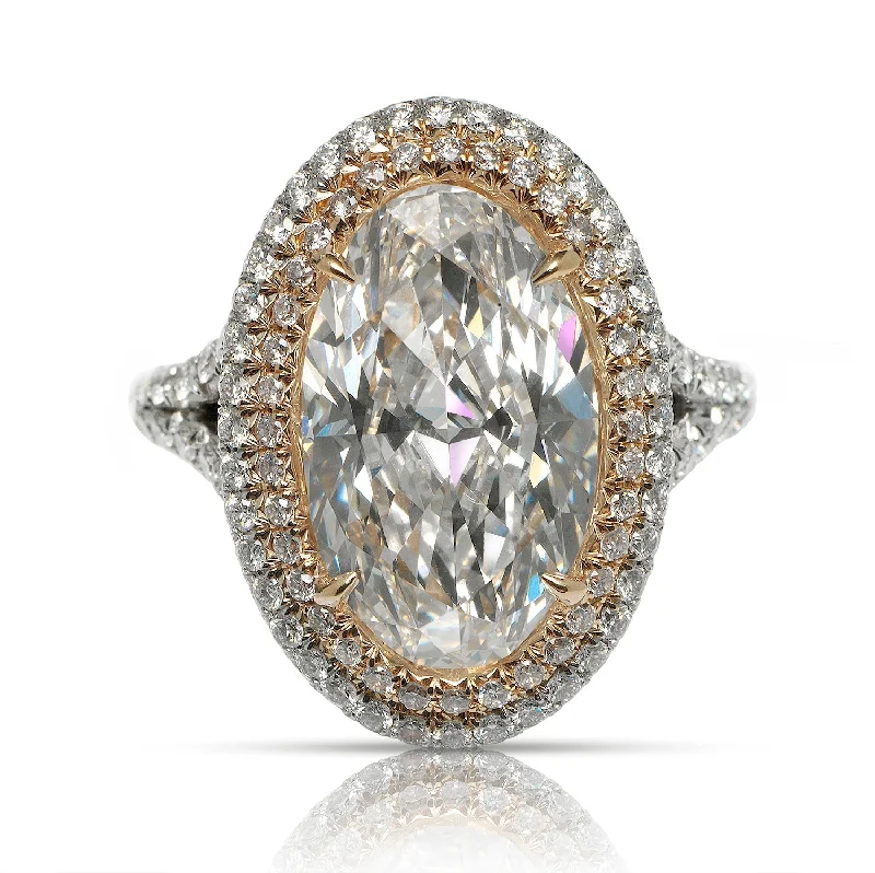 Women engraved rings -IRMA 7 CARAT OVAL CUT E COLOR VVS1 CLARITY PINK HALO DIAMOND ENGAGEMENT RING PLATINUM & 18K GOLD GIA CERTIFIED 5 CT E VVS1 BY MIKE NEKTA