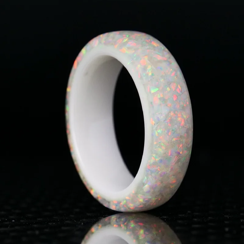 Women vintage rings -Pearl White Opal Dust Glowstone Ring