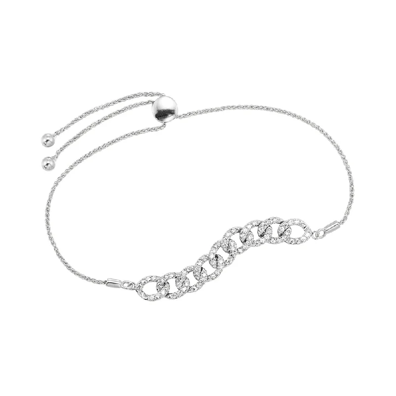 Women twisted bangles and bracelets -10KT WHITE GOLD DIAMOND (5/8CTW) BRACELET