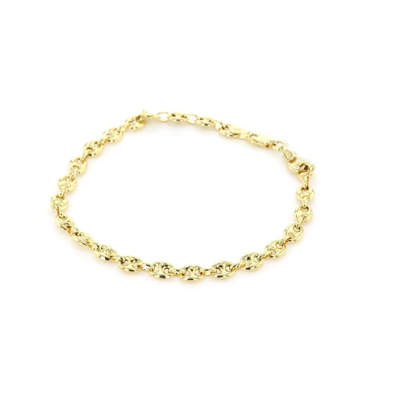 Women sleek gold bangles and bracelets -4.5MM Puff Mariner Bracelet