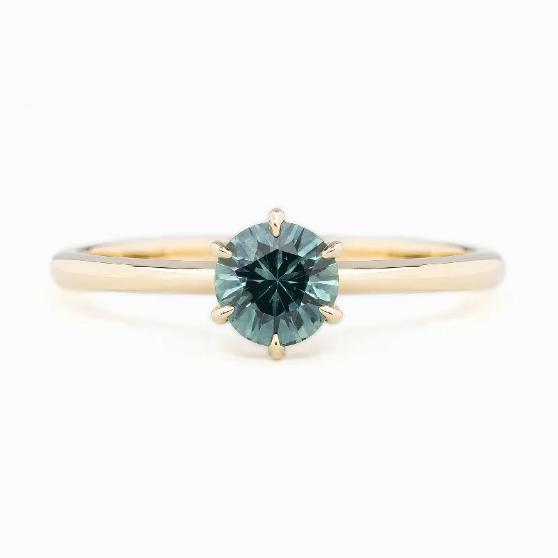 Oversized engagement rings for women -Floryn Ring 5.5mm 0.75ct Light Blue Montana Sapphire, 14K Yellow Gold