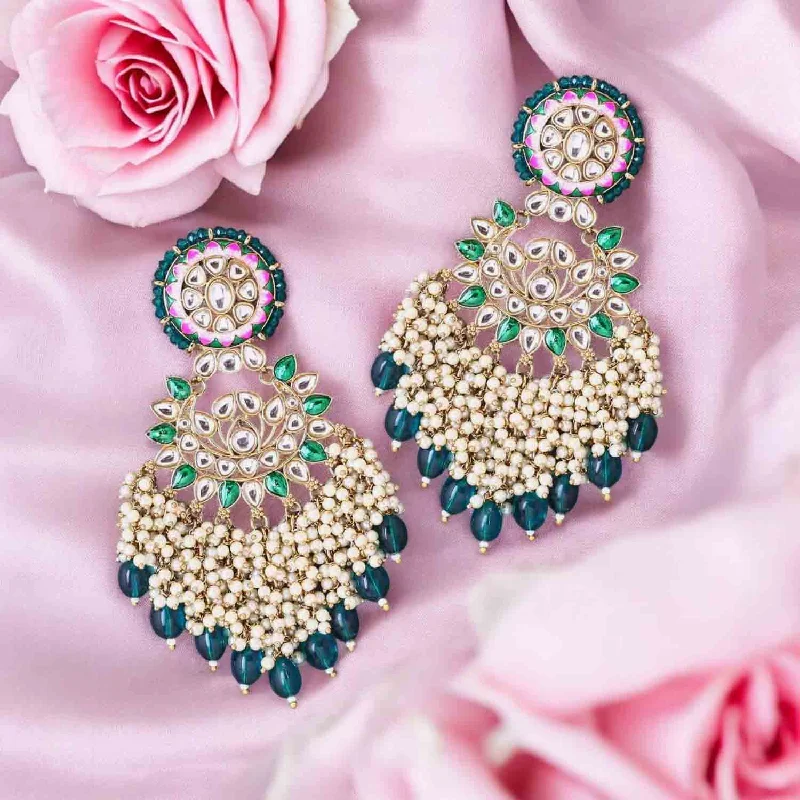 Women pearl drop earrings -Emerald Shalani Chandbalis