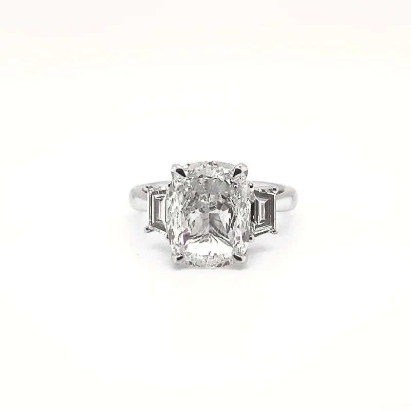 Silver rings for women -LIMAS 4 Carat Cushion Cut Lab Grown Diamond Engagement Ring Three Stone  IGI Certified