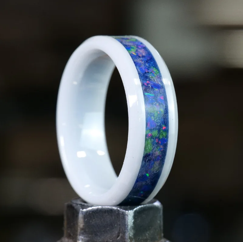 Women engraved rings -Northern Lights Glowstone Ring