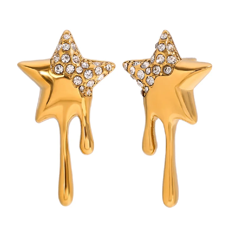 Women elegant drop earrings -Dripping Star Drop Earrings