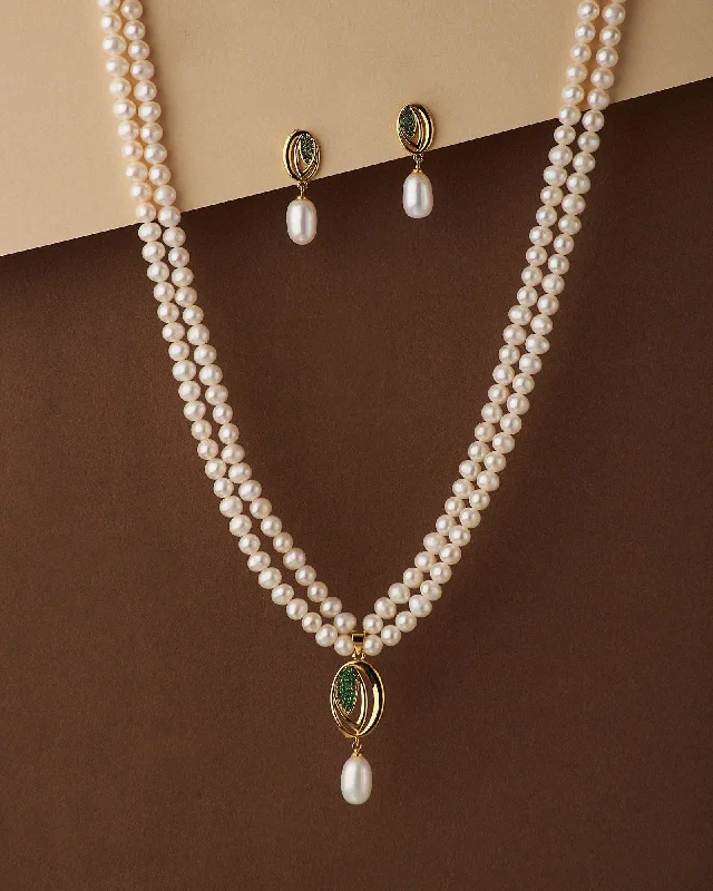 Boho necklaces for women -Simple and Elegant Real Pearl Necklace Set