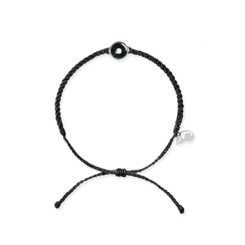 Silver bangles and bracelets for women -4Ocean Osborne Reef Black Braided Tire Crumb Bezel Bracelet