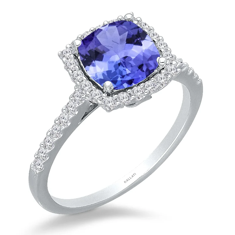 Women wedding rings -Kallati Tanzanite Diamond Halo Ring