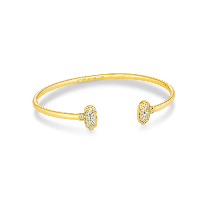 Women adjustable bangle bracelets -Kendra Scott Grayson Cuff Bracelet in White Crystal