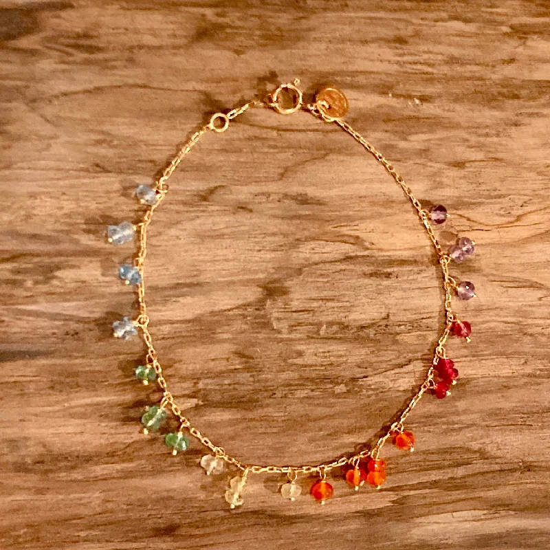 Women luxury cuff bangles and bracelets -Rainbow Dangle 18K Gold Bracelet